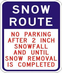 Snow Route No Parking After 2 Inch Snowfall